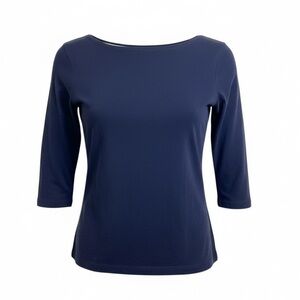 Talbots Petite 100% Pima Cotton, Boat Neck, 3/4  Sleeve Top